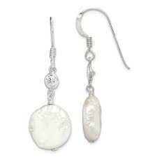 Sterling Silver Polished Freshwater Cultured Coin Pearl and ...