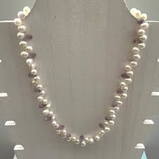 Designer Sandy Jones Pearls & Amethyst Drops Necklace 16" | eBay