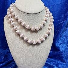 Vintage Pink Satin Thread Ribbon Covered & Gold Tone Beaded Necklace 30” | eBay