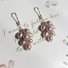18K Gold Plated 4mm Grape AAA Pearls Earrings Purple/Peach Freshwater – Haengseongworkshop