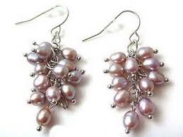 Genuine Real Purple Freshwater Pearl Cluster Grape Silver Hook Earrings PE212 | eBay