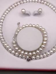 Freshwater Pearl Set Sterling Silver 925 Necklace Earrings Bracelet - Etsy