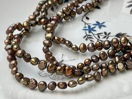 72 Inches 6-7 Mm Copper Brown Genuine Freshwater Pearl ...