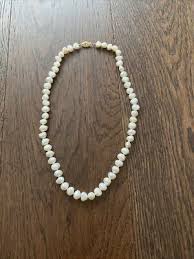 VINTAGE UNWORN 16” STRAND FRESHWATER PEARL CHOKER NECKLACE w/YELLOW GOLD CLASP | eBay