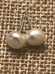 ESTATE 6 MM “UNS” GRADUATED REAL BUTTON PEARL NECKLACE 17” & “SUCH” EARRINGS | eBay