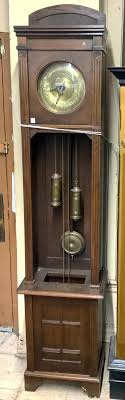 Sold at Auction: Antique Oak Case Grandfather Clock with 2 Weights.