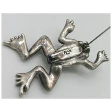 Bat Ami Sterling Silver Frog Brooch Figural. For Sale at ...