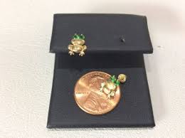 14k-yellow Real Gold-polished-solid-sea-life-them-frog-cz-stud-post-screwback-earring - Etsy