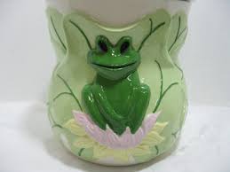 Vintage Frog & Lily Pads Cookie Jar Canister 1985 Ceramic ...