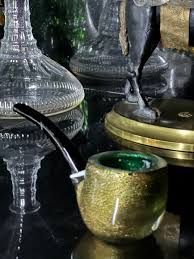 Green and Gold Vintage Murano Glass Pipe Shaped Match ...