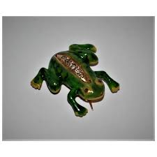 Antique English 14 kt Jeweled Gold Frog Pendant. For Sale at Ruby Lane
