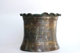 Antique Oriental Pot Large With Handle Hammered, Handmade ...