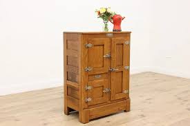 Farmhouse Antique Ice Box Refrigerator, Kitchen Pantry Cupboard, Gibson