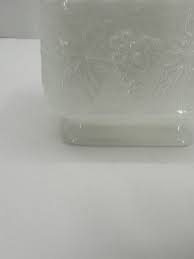 Vtg Anchor Hocking Harvest Grape Square Scalloped Milk Glass Pedestal Planter | eBay