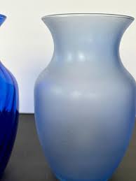 Vintage Glass Vases Set – Cobalt Blue Ripple Textured Vase ...