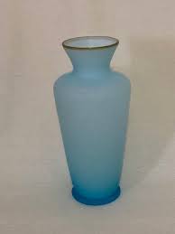 Vintage Japan Frosted Pale Blue Glass Vase - Etsy