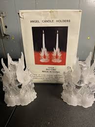 Pair of Clear/Frosted Angel Candle Holders 6.5” M | eBay