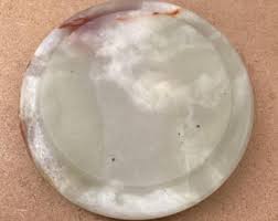 Antique Alabaster Ashtray + Brass Surround Vintage Smoker ...