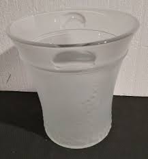 Vintage Large Frosted Glass Ice Champagne Bucket Handles ...