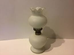 vintage oil burner lamp white with painted flowers | eBay