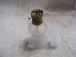 249) COLLECTIBLE FROSTED SWIRL GLASS OIL LAMP WITH FROSTED ...