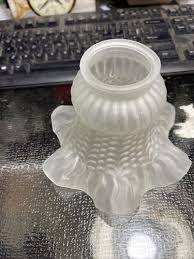 Vintage Ceiling Fan Lamp Shade Globes Frosted Glass Ruffled ...