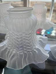 Vintage Lamp Shades Frosted Glass Ruffled Edge set of 5 | eBay