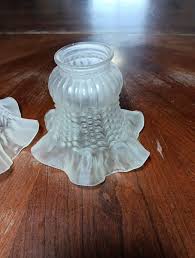 2 Vintage Ruffled Flowers Glass Lamp Shade Sconce Ceiling ...