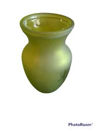 Vintage Frosted Green olive Glass Urn Style Vase | eBay