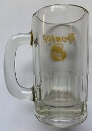 FROSTOP ROOT BEER CLEAR GLASS MUG, YELLOW PAINTED LOGO, 6" HIGH, VINTAGE | eBay