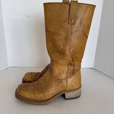 Beige Leather Boots Vintage Shoes for Men for sale | eBay