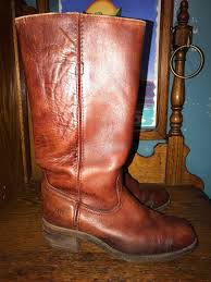 Vintage Leather Frye Boots. 1980's Frye Boots. Frye Brown Cowboy Boots. Made in USA. Vintage Frye Boots Size 8.5