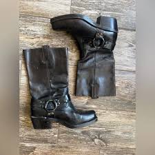 Mossimo Supply Co. | Shoes | Rare Mossimo Black Brown Leather Harness Motorcycle Boots Size 85 | Poshmark