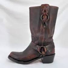 Frye | Shoes | Vintage Frye Harness Boot Cognac Brown Twisted Leather Square Toe Biker Size 95 | Poshmark