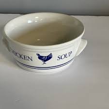 Chicken Soup Bowl Farmhouse Blue And White Decor Cottagecore ...