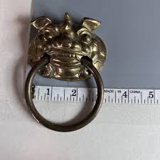 Vintage MK Brass Fu Dog Door Knocker Chinese Guardian Lion ...