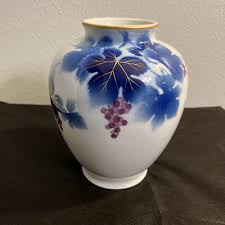 Japanese Arita Fukagawa Vase Blue And White Porcelain ...