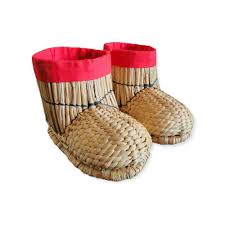 Vtg Woven Boots Childrens / Fuka Gutsu / Barley Straw ...