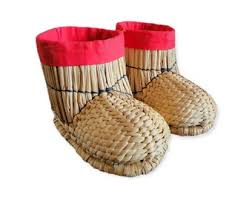 Buy Vtg Woven Boots Childrens / Fuka Gutsu / Barley Straw ...
