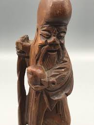 Antique Vintage Chinese Sho Lao Wood Carving – God of Longevity Statue | Antiques Arena