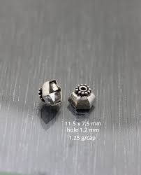 2 Ornate Large Indian Silver Bead Caps, 925 Sterling Silver ...