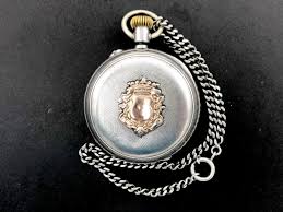 Silver Pocket Chronograph Swiss Watch with Chain Vintage ...