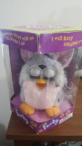 1998 Original FURBY by Tiger Electronics Pink Belly & Grey w ...