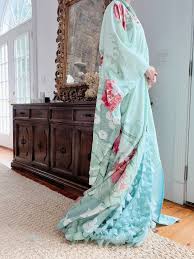 Vintage Silk Teal Abstract Kimono - OSFA | G O S S A M E R