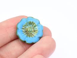 22mm Hibiscus Flower Beads - Table Cut Czech Glass Beads ...