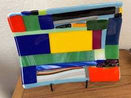 Unique Mosaic Glass Tray With a Variety of Colors and ...