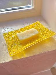 Fused Glass Yellow Soap Dish - Etsy