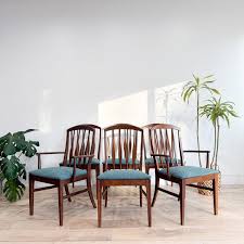 Set of 6 Mid Century Walnut Dining Chairs - New Upholstery ...