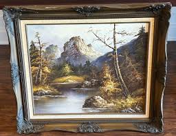 Eugene Wood original oil painting landscape river mountain ...
