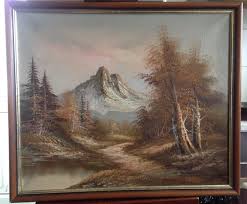 Vintage of 20th Century Oil on Canvas Box, Mountains ...